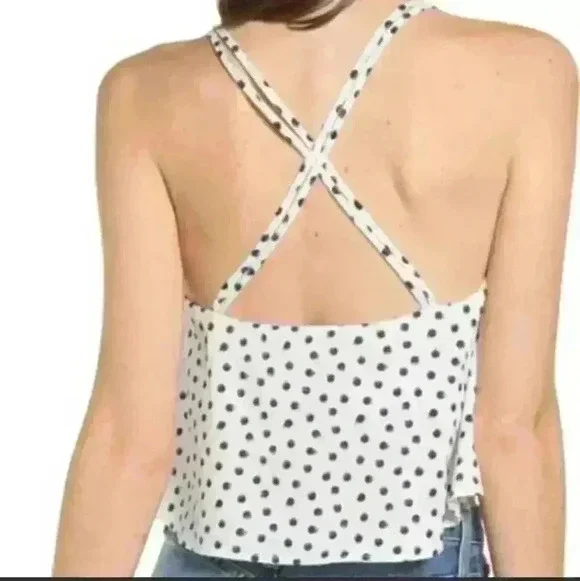 - 🌻- NWOT DL1961 Pearl Street Polka Dot Crop Top Size M - Picture 2 of 5